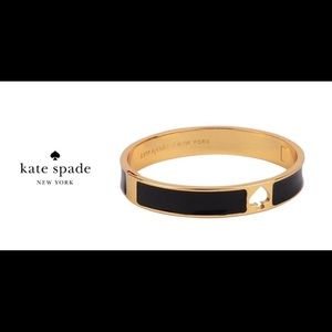 Kate Spade Hole Punch Spade Black and Gold Bangle